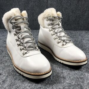 White Mountain Boots Womens Size 10 M White Faux Fur Hiker Ankle Lace Up WI29455